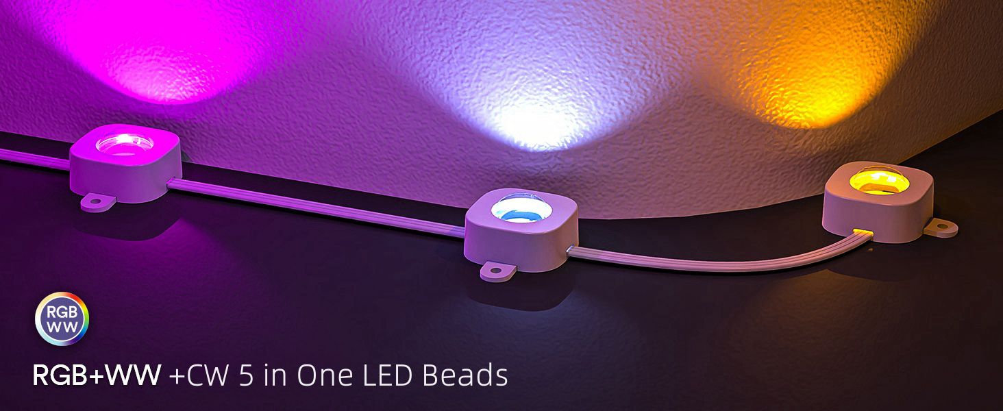 Permanent Outdoor Lights RGBWW 5 In One IC IP67 Waterproof Decorations Works with Alexa, Google Assistant