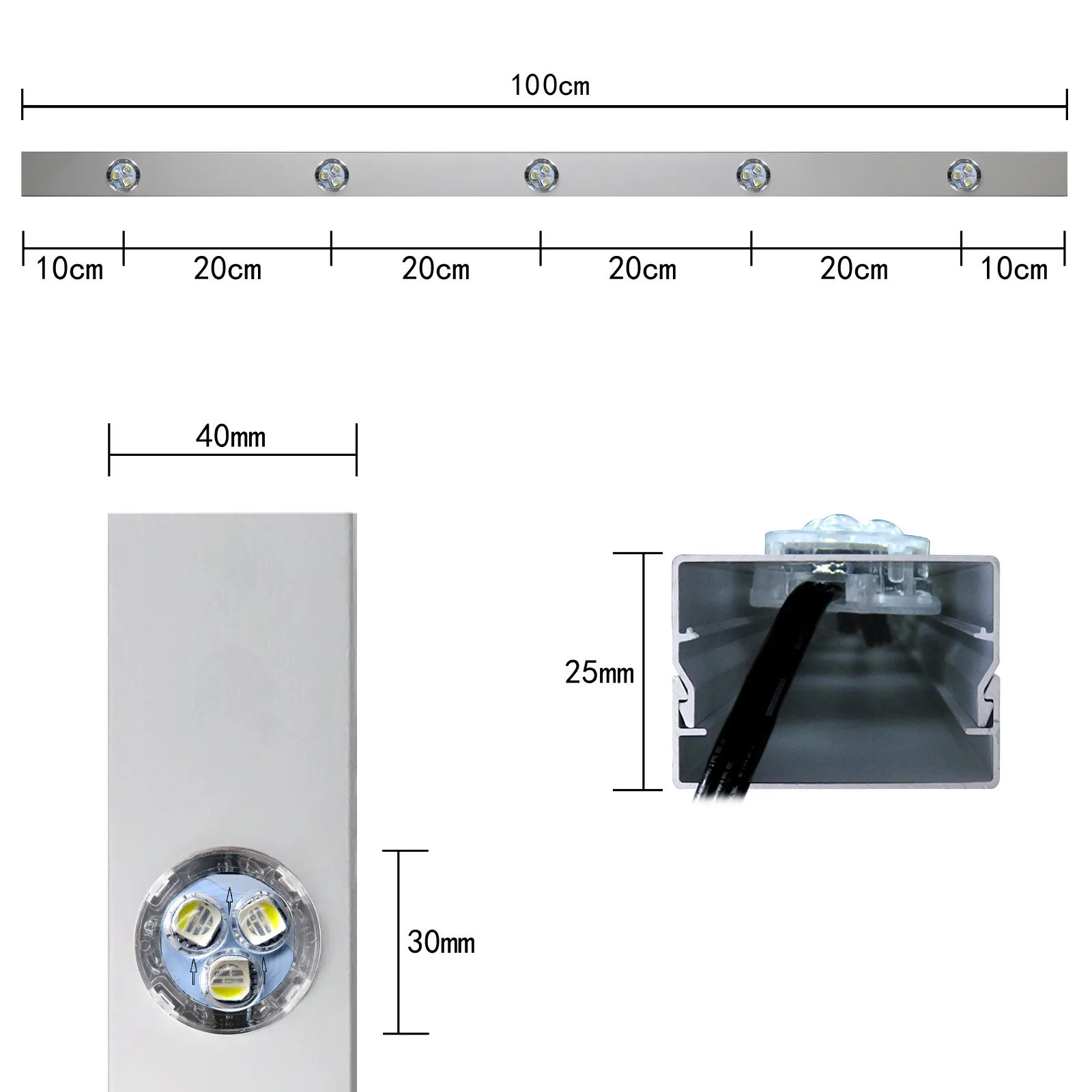 Gemstone 30mm UCS2904 RGBW WIFI APP Voice Control Track Christmas LED Point Light