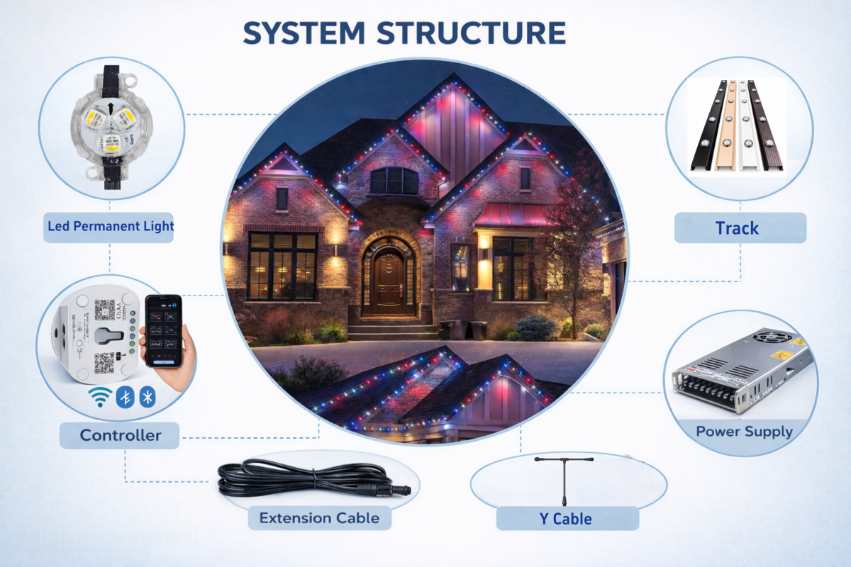 Gemstone 30mm UCS2904 RGBW WIFI APP Voice Control Track Christmas LED Point Light