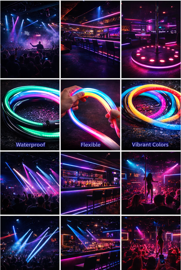 360 Degree Viewing D22 D25 D30 Black Neon Tube White RGB RGBW Silicone LED Neon Light Strip 3000K 6000K
