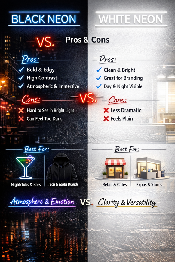Black Neon vs White Neon: Pros