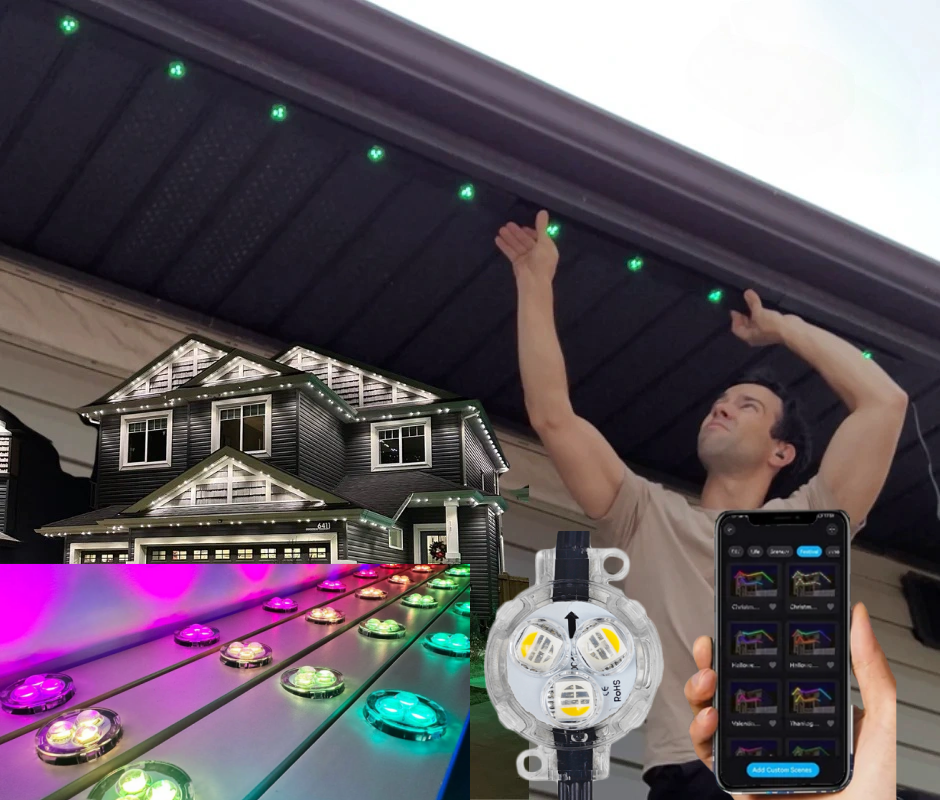 Gemstone 30mm UCS2904 RGBW WIFI APP Voice Control Track Christmas LED Point Light