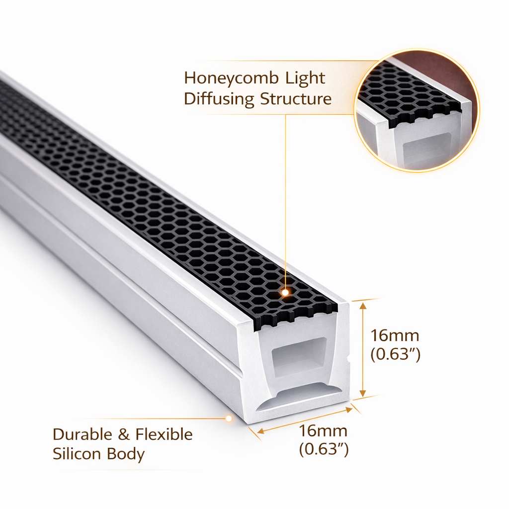 Honeycomb LED Neon Strip Light Silicone Diffused Waterproof Flexible Lighting